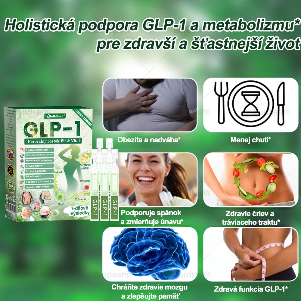 ✨BuildLeaf® GLP-1 6-v-1 Health Solution Perorálna tekutina (Len raz denne, viditeľné zmeny už za 7 dní) Pre obezitu, kardiovaskulárne ochorenia, cukrovku, spánkové apnoe, zdravie čriev, problémy s kĺbmi a ďalšie