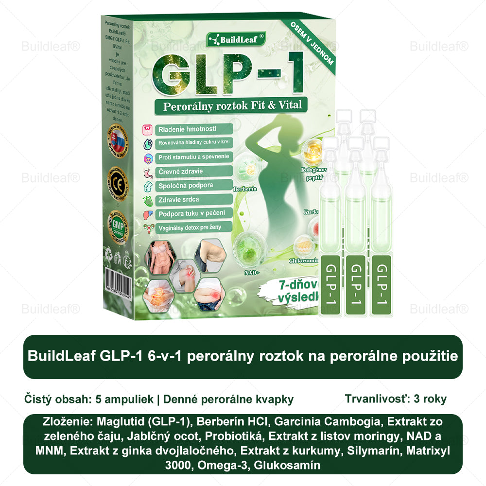 ✨BuildLeaf® GLP-1 6-v-1 Health Solution Perorálna tekutina (Len raz denne, viditeľné zmeny už za 7 dní) Pre obezitu, kardiovaskulárne ochorenia, cukrovku, spánkové apnoe, zdravie čriev, problémy s kĺbmi a ďalšie