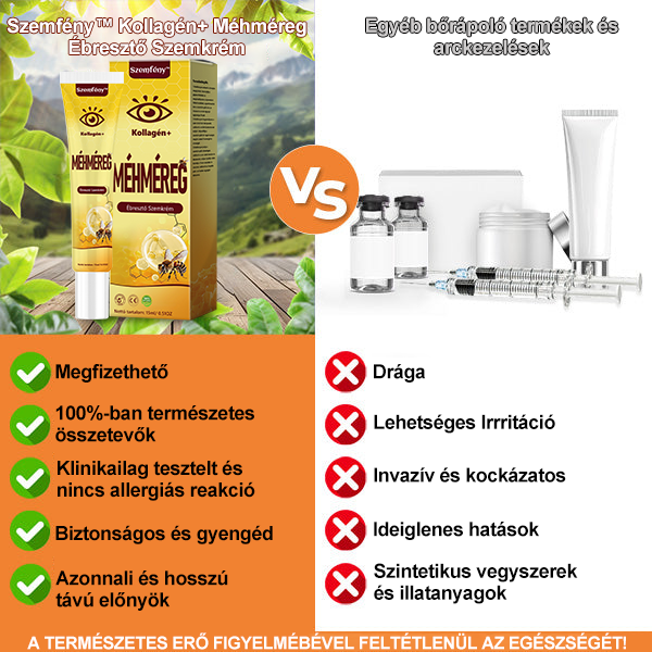 💛SzemFény™ Kollagén+ Méhméreg Ébresztő Szemkrém - Bőrgyógyász Által Ajánlott - CE minősítést szerzett