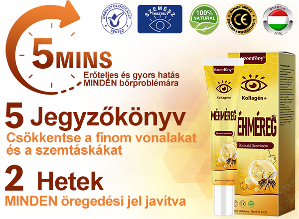💛SzemFény™ Kollagén+ Méhméreg Ébresztő Szemkrém - Bőrgyógyász Által Ajánlott - CE minősítést szerzett