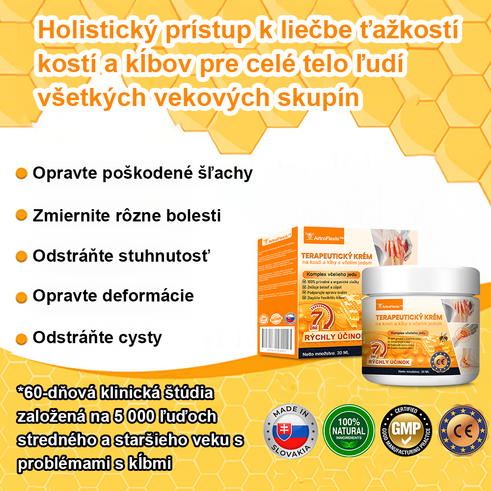 🏆【Oficiálny značkový obchod】𝐀𝐫𝐭𝐫𝐨𝐅𝐥𝐞𝐱𝐢𝐬™ 𝐊𝐫é𝐦 𝐧𝐚 𝐫𝐞𝐠𝐞𝐧𝐞𝐫á𝐜𝐢𝐮 𝐤ĺ𝐛𝐨𝐯 𝐬 𝐯č𝐞𝐥í𝐦 𝐣𝐞𝐝𝐨𝐦(Extrakt z novozélandského včelieho jedu - špecializovaný na ortopedické ochorenia - Certifikovaný CE)