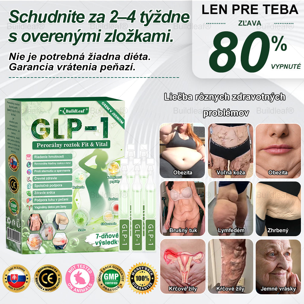 ✨BuildLeaf® GLP-1 6-v-1 Health Solution Perorálna tekutina (Len raz denne, viditeľné zmeny už za 7 dní) Pre obezitu, kardiovaskulárne ochorenia, cukrovku, spánkové apnoe, zdravie čriev, problémy s kĺbmi a ďalšie
