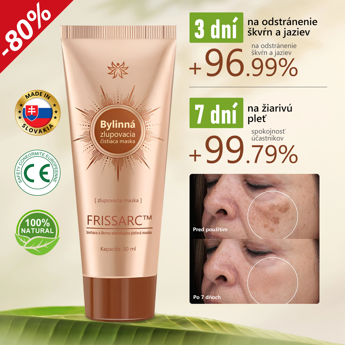 FRISSARC™ bieliaca a škvrny odstraňujúca pleťová maska – 🌱Prírodné zložky trvalo odstraňujú pigmentové škvrny, starecké škvrny, pehy a slnečné škvrny.