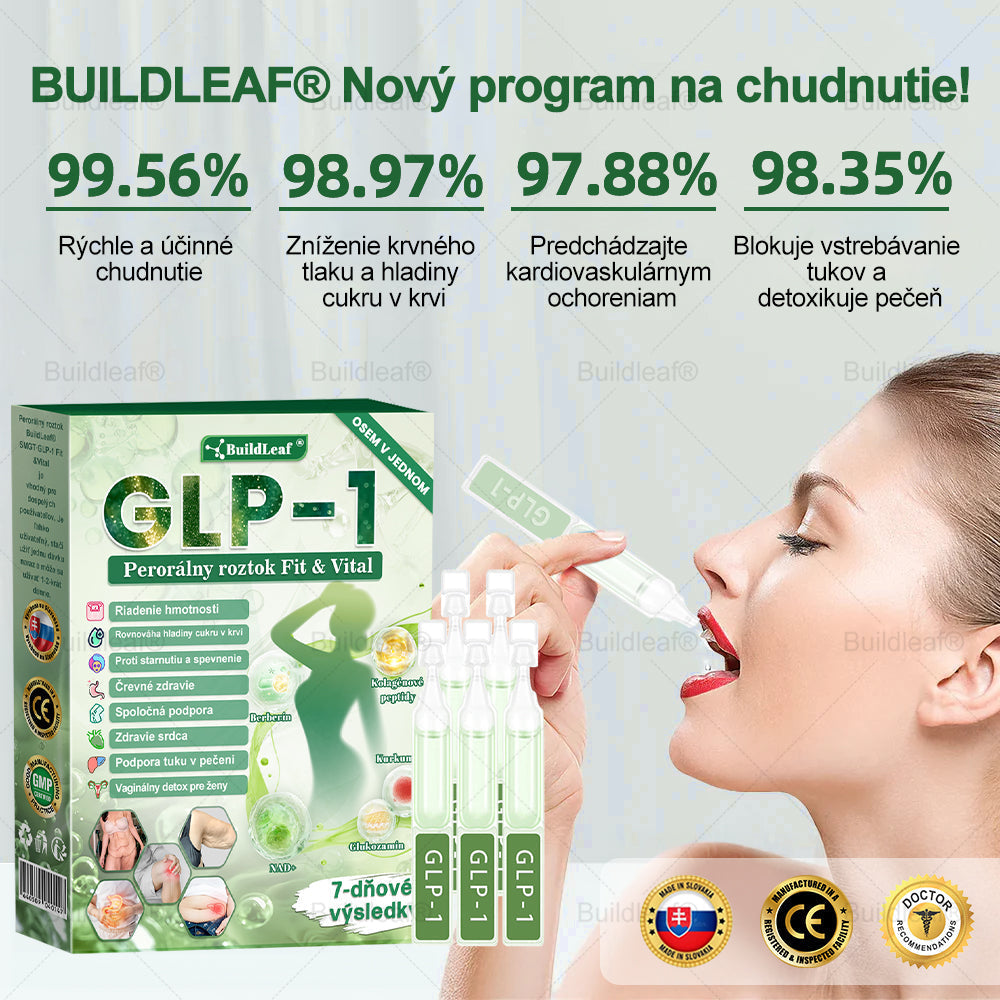 ✨BuildLeaf® GLP-1 6-v-1 Health Solution Perorálna tekutina (Len raz denne, viditeľné zmeny už za 7 dní) Pre obezitu, kardiovaskulárne ochorenia, cukrovku, spánkové apnoe, zdravie čriev, problémy s kĺbmi a ďalšie