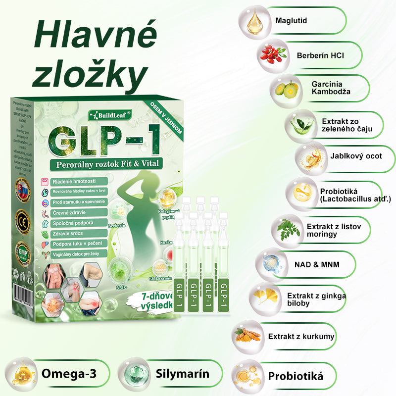 ✨BuildLeaf® GLP-1 6-v-1 Health Solution Perorálna tekutina (Len raz denne, viditeľné zmeny už za 7 dní) Pre obezitu, kardiovaskulárne ochorenia, cukrovku, spánkové apnoe, zdravie čriev, problémy s kĺbmi a ďalšie